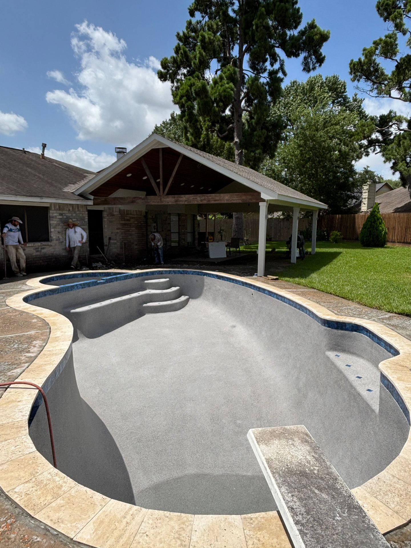 Fresh Gray Plaster · Covered Patio Build